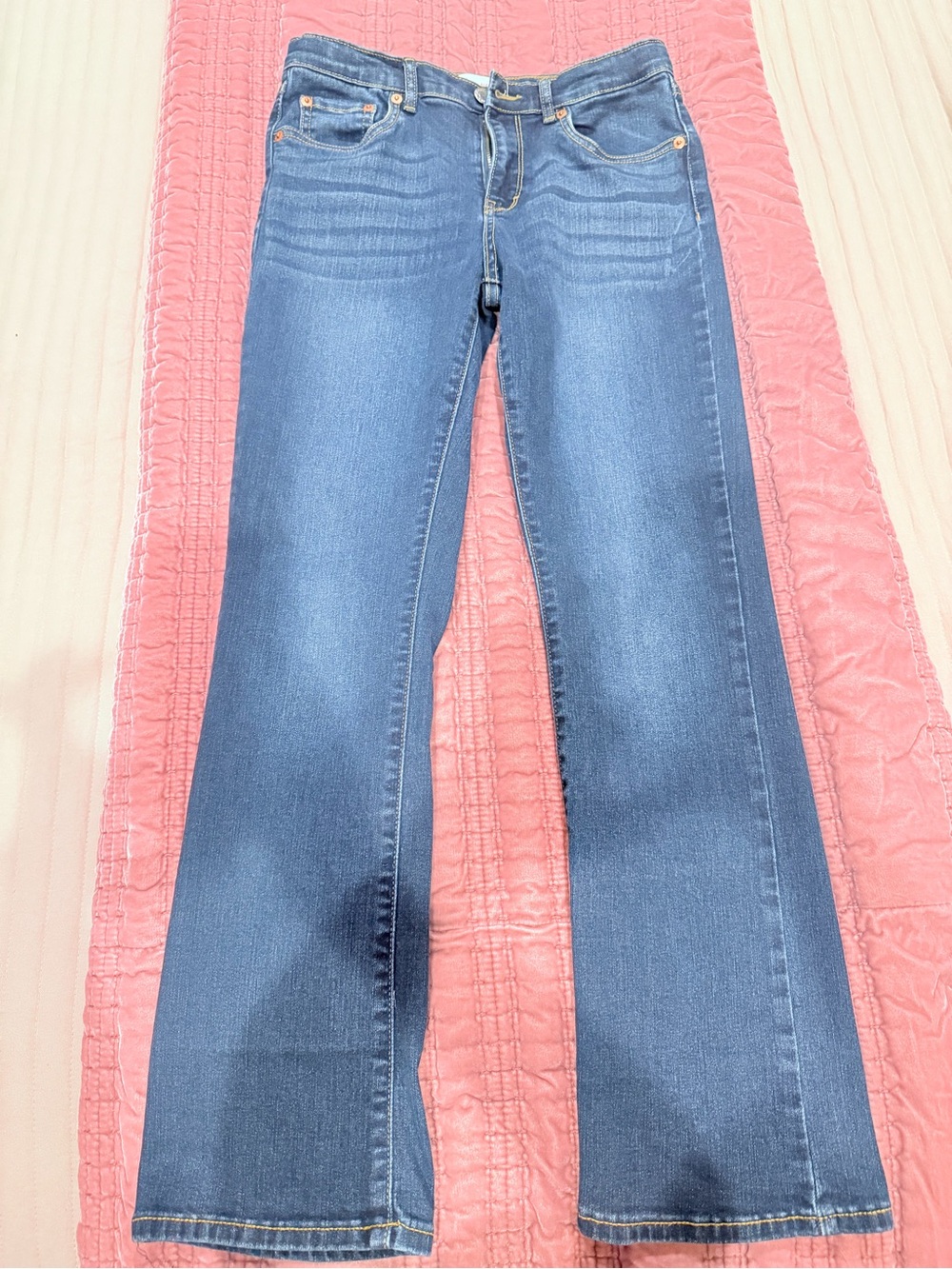 Levi's Dark Blue Kids Bootcut Jeans with Gold Stitching